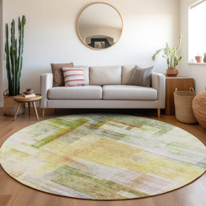 HomeRoots 5' Vibrant Abstract Washable Area Rug - Durable Indoor/Outdoor Design for Modern Spaces & Foyers 8' Round 602934