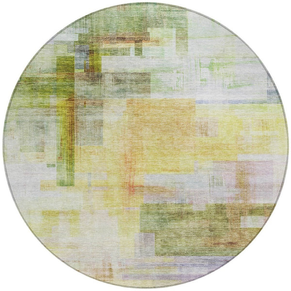 HomeRoots 5' Vibrant Abstract Washable Area Rug - Durable Indoor/Outdoor Design for Modern Spaces & Foyers 8' Round 602934