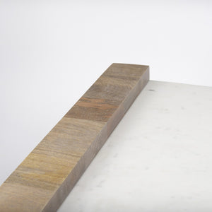 Homeroots 48" Stylish Natural And White Solid Wood Marble Coffee Table - Modern Design For Chic Interiors   602938