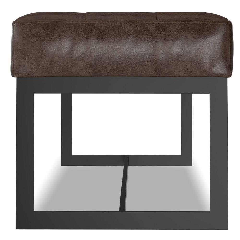 English Elm Penelope Tufted Genuine Leather Bench Ottoman with Black Metal Base for Bedroom B136P436940