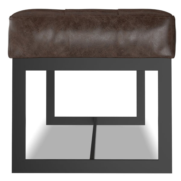 English Elm Penelope Tufted Genuine Leather Bench Ottoman with Black Metal Base for Bedroom B136P436940