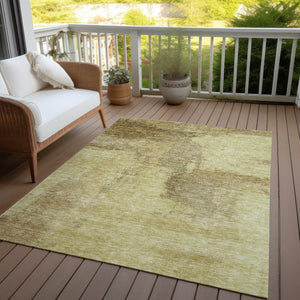 Homeroots 3' Brown & Light Yellow Abstract Rug – Stylish Washable Indoor/Outdoor Area Rug For Any Space 3' X 5' Polyester 602945
