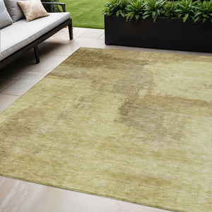 Homeroots 3' Brown & Light Yellow Abstract Rug – Stylish Washable Indoor/Outdoor Area Rug For Any Space 5' X 8' Polyester 602946