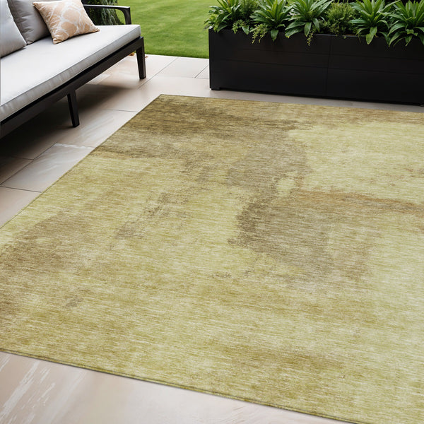 Homeroots 3' Brown & Light Yellow Abstract Rug – Stylish Washable Indoor/Outdoor Area Rug For Any Space 5' X 8' Polyester 602946
