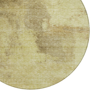 Homeroots 3' Brown & Light Yellow Abstract Rug – Stylish Washable Indoor/Outdoor Area Rug For Any Space 8' Round Polyester 602947