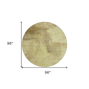 Homeroots 3' Brown & Light Yellow Abstract Rug – Stylish Washable Indoor/Outdoor Area Rug For Any Space 8' Round Polyester 602947