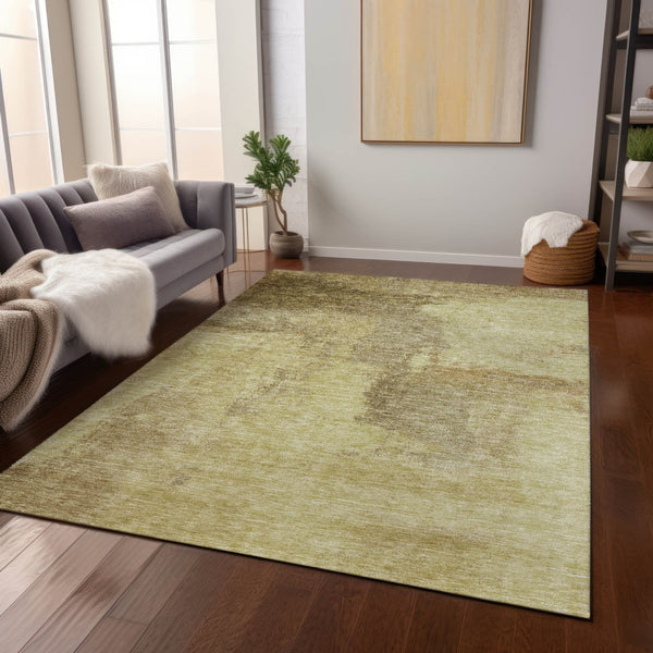 Homeroots 3' Brown & Light Yellow Abstract Rug – Stylish Washable Indoor/Outdoor Area Rug For Any Space 8' X 10' Polyester 602948