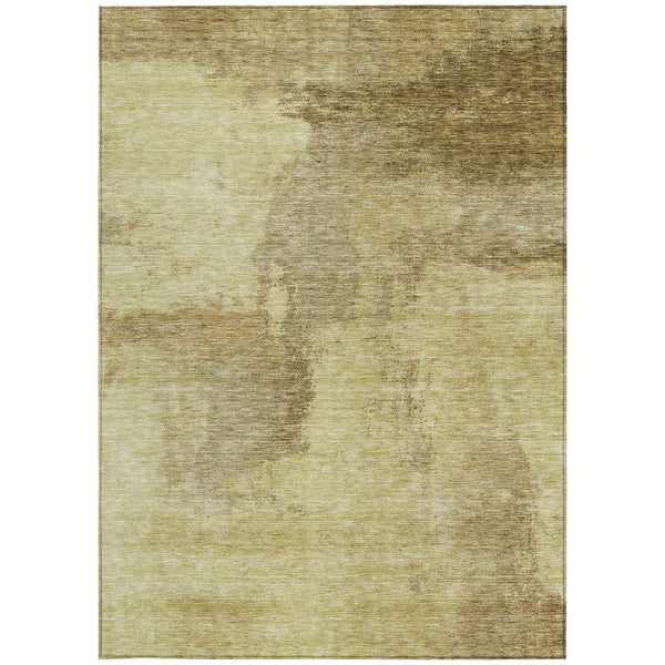 Homeroots 3' Brown & Light Yellow Abstract Rug – Stylish Washable Indoor/Outdoor Area Rug For Any Space 10' X 14' Polyester 602950