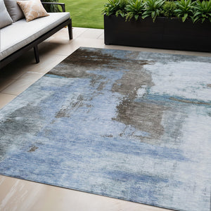 Homeroots 3' Brown & Light Yellow Abstract Rug – Stylish Washable Indoor/Outdoor Area Rug For Any Space 5' X 8' Polyester 602952