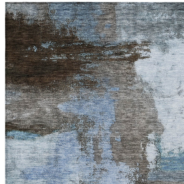 Homeroots 3' Brown & Light Yellow Abstract Rug – Stylish Washable Indoor/Outdoor Area Rug For Any Space 5' X 8' Polyester 602952