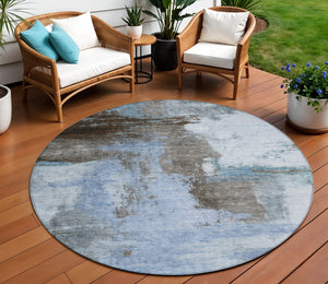 Homeroots 3' Brown & Light Yellow Abstract Rug – Stylish Washable Indoor/Outdoor Area Rug For Any Space 8' Round Polyester 602953