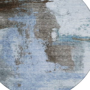 Homeroots 3' Brown & Light Yellow Abstract Rug – Stylish Washable Indoor/Outdoor Area Rug For Any Space 8' Round Polyester 602953