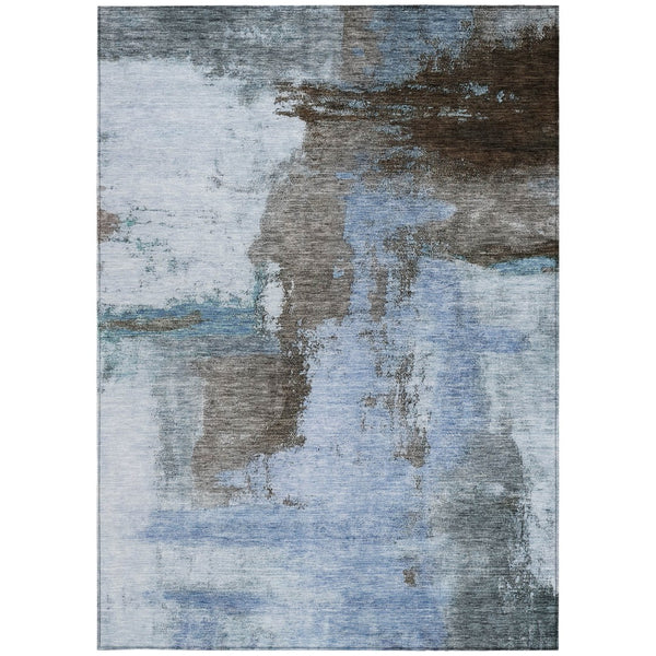 Homeroots 3' Brown & Light Yellow Abstract Rug – Stylish Washable Indoor/Outdoor Area Rug For Any Space 9' X 12' Polyester 602955