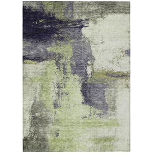 HomeRoots 5' Abstract Fern Green Gray and Black Washable Area Rug for Indoor and Outdoor Spaces, Durable Design 5' X 8' 602958