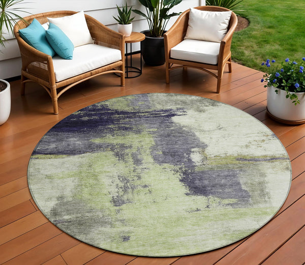 Homeroots 3' Brown & Light Yellow Abstract Rug – Stylish Washable Indoor/Outdoor Area Rug For Any Space 8' Round Polyester 602959