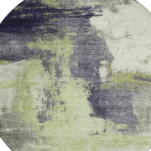 Homeroots 3' Brown & Light Yellow Abstract Rug – Stylish Washable Indoor/Outdoor Area Rug For Any Space 8' Round Polyester 602959