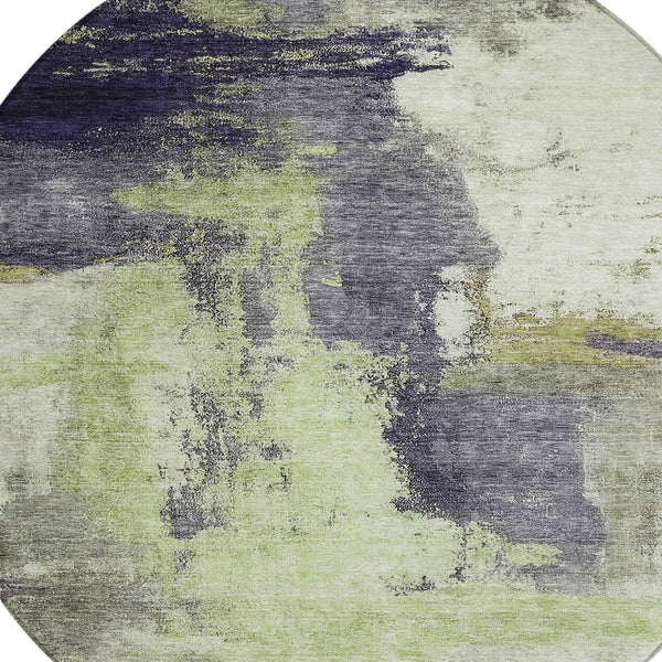 Homeroots 3' Brown & Light Yellow Abstract Rug – Stylish Washable Indoor/Outdoor Area Rug For Any Space 8' Round Polyester 602959