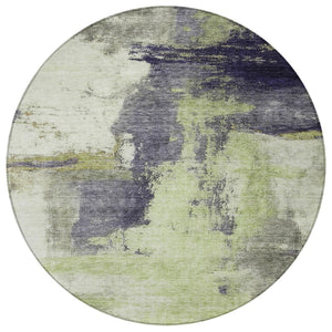 Homeroots 3' Brown & Light Yellow Abstract Rug – Stylish Washable Indoor/Outdoor Area Rug For Any Space 8' Round Polyester 602959