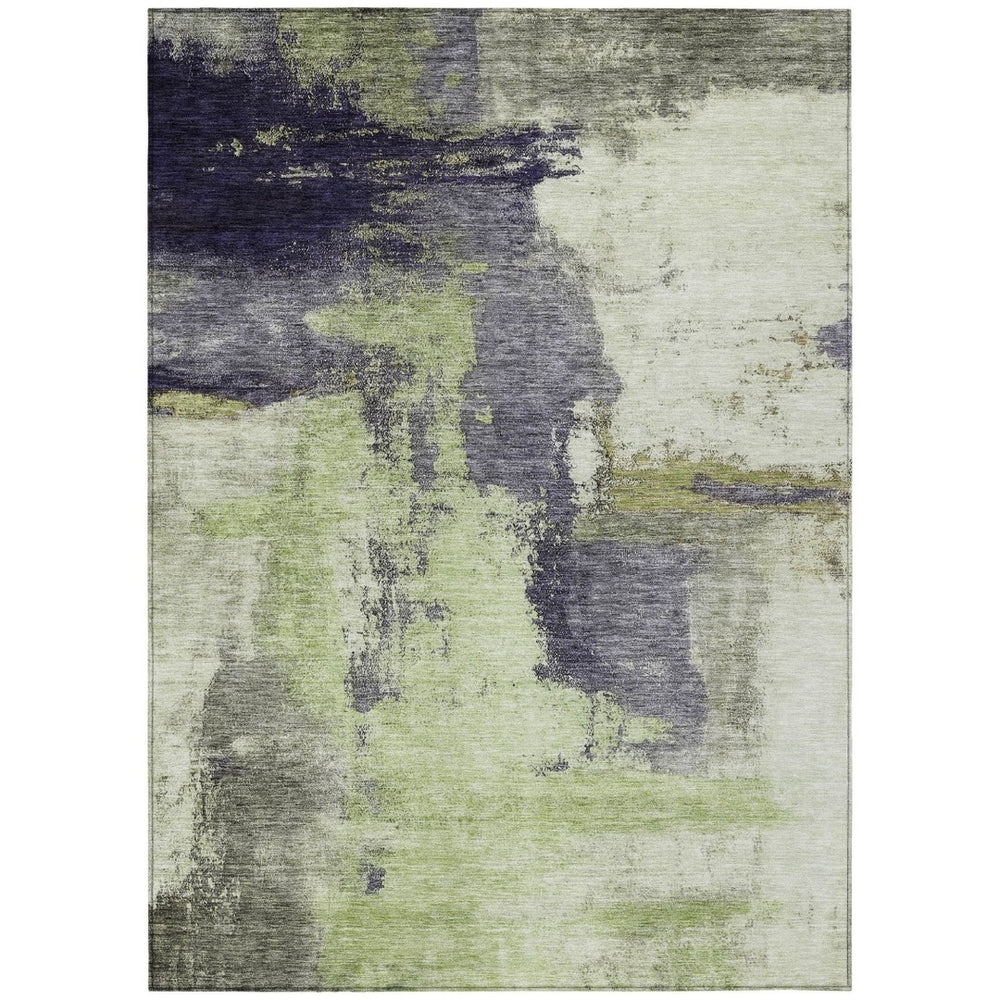 HomeRoots 9' Contemporary Fern Green, Gray & Black Abstract Washable Area Rug for Indoor & Outdoor Use 602961
