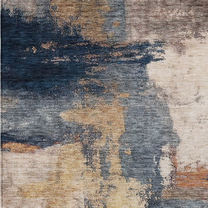 Homeroots 3' Brown & Light Yellow Abstract Rug – Stylish Washable Indoor/Outdoor Area Rug For Any Space 3' X 5' Polyester 602963