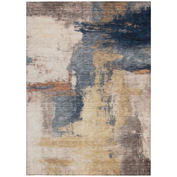 Homeroots 3' Brown & Light Yellow Abstract Rug – Stylish Washable Indoor/Outdoor Area Rug For Any Space 9' X 12' Polyester 602967