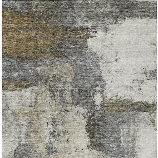 Homeroots 3' Brown & Light Yellow Abstract Rug – Stylish Washable Indoor/Outdoor Area Rug For Any Space 3' X 5' Polyester 602969