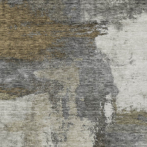 Homeroots 3' Brown & Light Yellow Abstract Rug – Stylish Washable Indoor/Outdoor Area Rug For Any Space 5' X 8' Polyester 602970