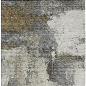 Homeroots 3' Brown & Light Yellow Abstract Rug – Stylish Washable Indoor/Outdoor Area Rug For Any Space 9' X 12' Polyester 602973