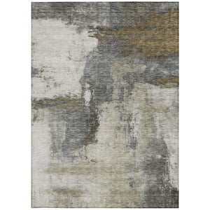 Homeroots 3' Brown & Light Yellow Abstract Rug – Stylish Washable Indoor/Outdoor Area Rug For Any Space 10' X 14' Polyester 602974