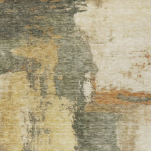 Homeroots 3' Brown & Light Yellow Abstract Rug – Stylish Washable Indoor/Outdoor Area Rug For Any Space 8' X 10' Polyester 602978