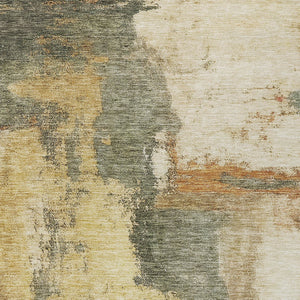 Homeroots 3' Brown & Light Yellow Abstract Rug – Stylish Washable Indoor/Outdoor Area Rug For Any Space 9' X 12' Polyester 602979