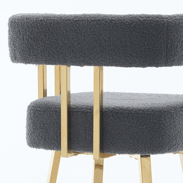 English Elm Ts Teddy Fleece Accent Chair Set of Two with Gold Square Legs for Glam Modern Spaces Gray W2311P412752