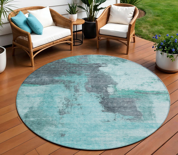 Homeroots 3' Brown & Light Yellow Abstract Rug – Stylish Washable Indoor/Outdoor Area Rug For Any Space 8' Round Polyester 602983