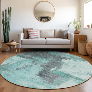 Homeroots 3' Brown & Light Yellow Abstract Rug – Stylish Washable Indoor/Outdoor Area Rug For Any Space 8' Round Polyester 602983