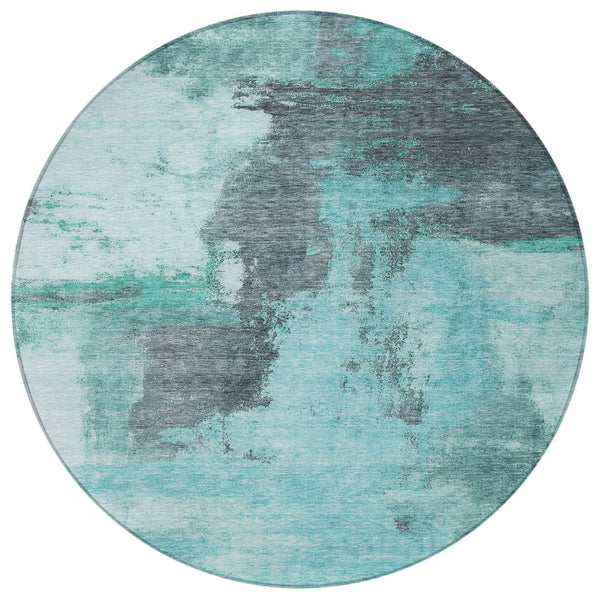 Homeroots 3' Brown & Light Yellow Abstract Rug – Stylish Washable Indoor/Outdoor Area Rug For Any Space 8' Round Polyester 602983