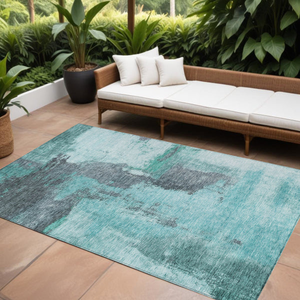 Homeroots 3' Brown & Light Yellow Abstract Rug – Stylish Washable Indoor/Outdoor Area Rug For Any Space 9' X 12' Polyester 602985