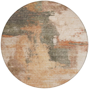 Homeroots 3' Brown & Light Yellow Abstract Rug – Stylish Washable Indoor/Outdoor Area Rug For Any Space 8' Round Polyester 602989