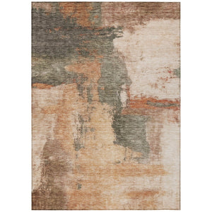 HomeRoots 9' Contemporary Terra Cotta Gray Brown Abstract Washable Area Rug for Indoor & Outdoor Use 602991