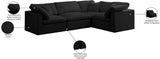 Plush Black Velvet Modular Sectional 602Black-Sec4C Meridian Furniture