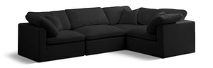 Plush Black Velvet Modular Sectional 602Black-Sec4C Meridian Furniture