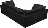 Plush Black Velvet Modular Sectional 602Black-Sec4C Meridian Furniture