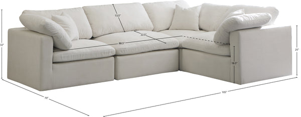 Plush Cream Velvet Modular Sectional 602Cream-Sec4C Meridian Furniture
