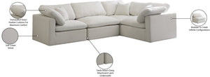 Plush Cream Velvet Modular Sectional 602Cream-Sec4C Meridian Furniture