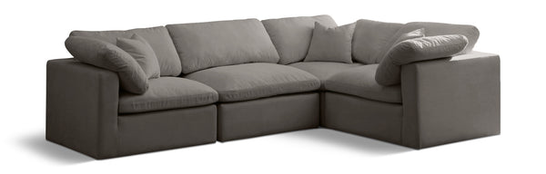 Plush Grey Velvet Modular Sectional 602Grey-Sec4C Meridian Furniture