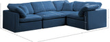 Plush Navy Velvet Modular Sectional 602Navy-Sec4C Meridian Furniture