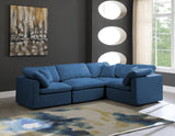 Plush Navy Velvet Modular Sectional 602Navy-Sec4C Meridian Furniture