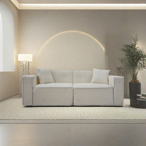 English Elm Full foam compression sofa Plush Teddy Velvet 2-3 Seat Mid-Century Loveseat with 72hr Rebound, Compact Dimensions W1183S00016