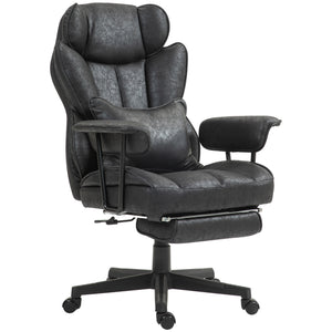 English Elm Homcom Big And Tall Executive Office Chair With Footrest, Lumbar Support, And Recline - Black W2225P250011