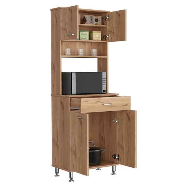 English Elm Della 60" Kitchen Pantry Cabinet - Light Oak With Countertop & Versatile Storage For Small Spaces B07091842