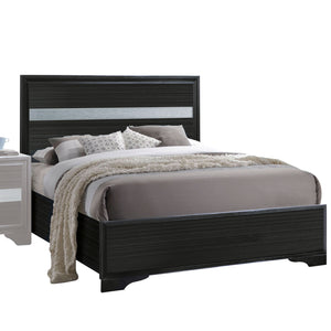 English Elm Black Twin Panel Bed With Glamorous Sparkling Inlay For Stylish And Compact Bedroom Spaces B062S00582